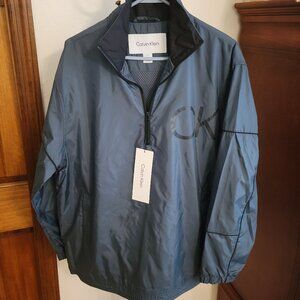CALVIN KLEIN Men’s Three-Quarter Zip Men’s Size Small Teal-Dark Blue Windbreaker